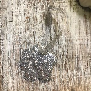 🐾 Paw Print Pet Christmas Ornament - Silver Glitter